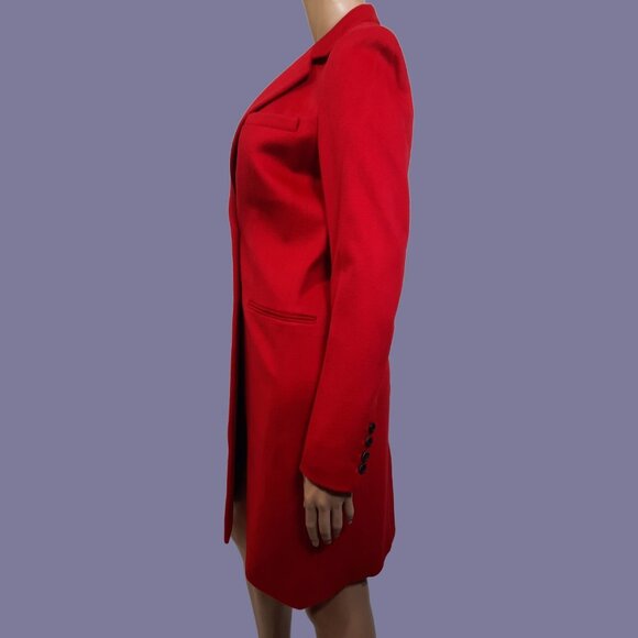 Joseph Red Wool Long Coat single Breasted Size EUR 40 US 8 Knee Length France - Picture 4 of 15
